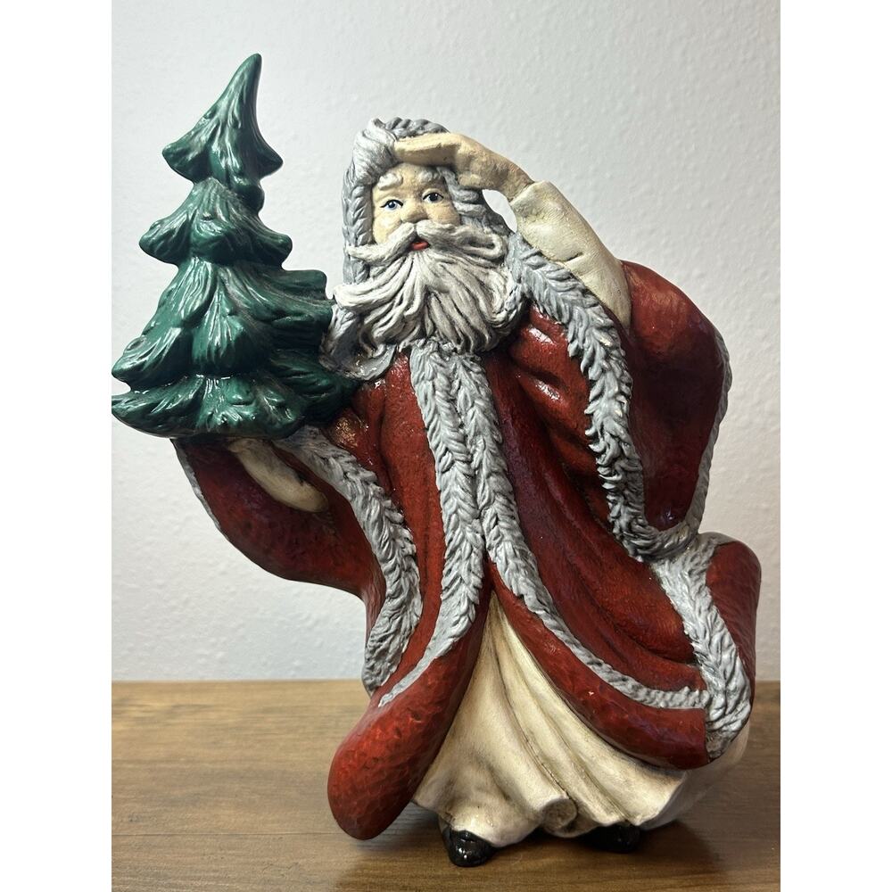 Vintage Ceramic Figurine - Victorian Santa Claus with Christmas Tree